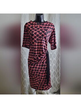 Plus-Size Coral & Black Ruched Side Waist Dress